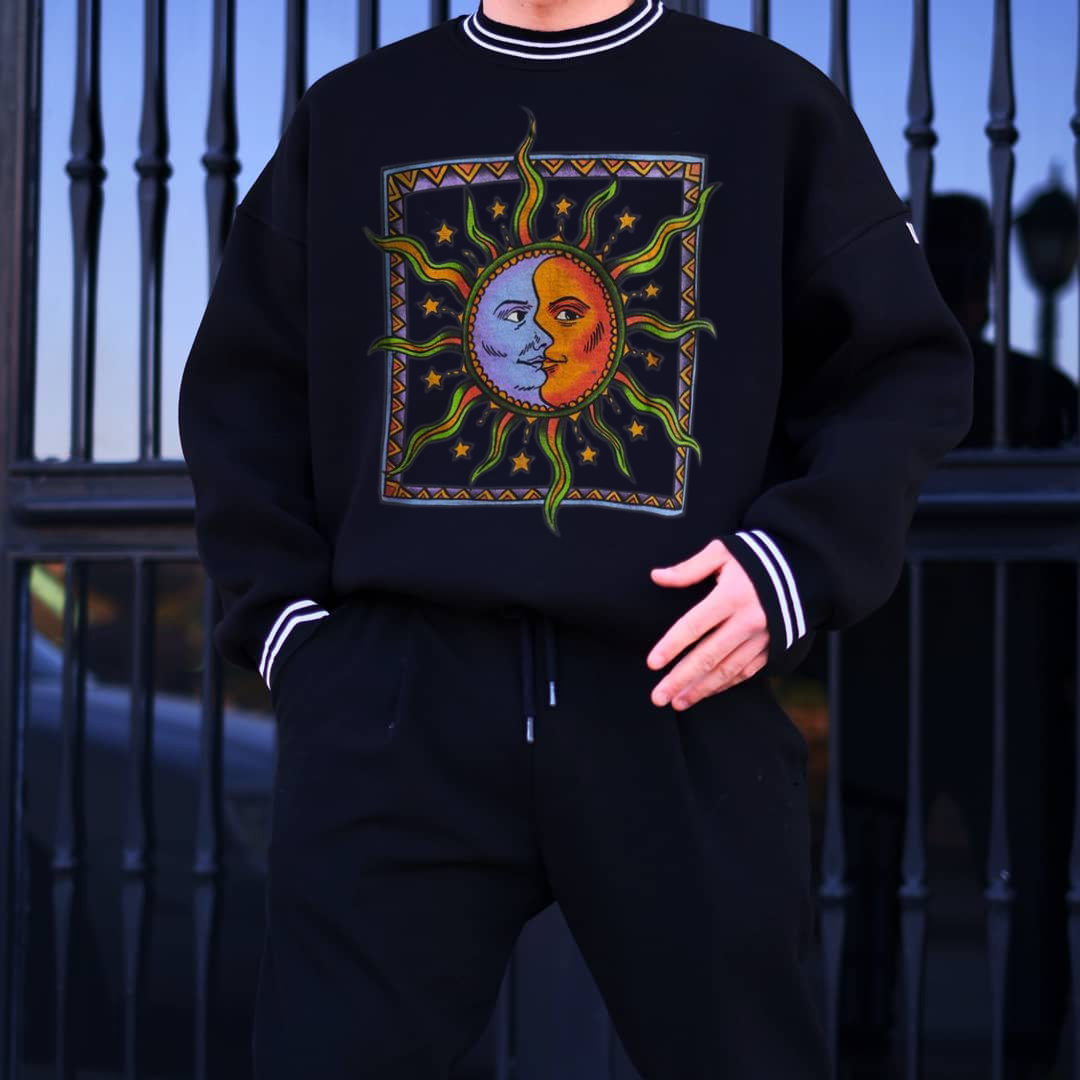 Street Fashion Creative Art Print Crew Neck Sweatshirt