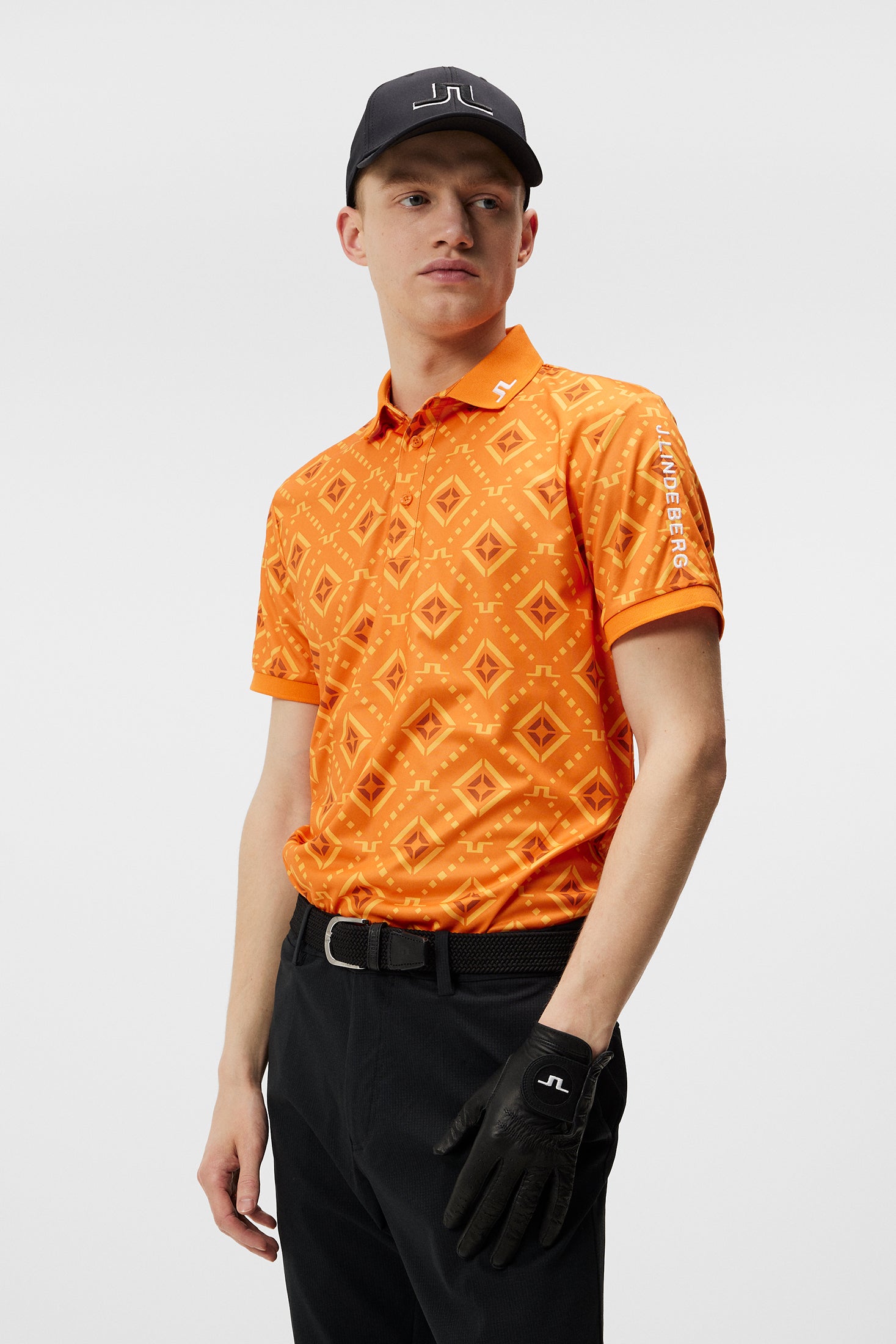 Tour Tech Reg Fit Print Polo / Orange Diamond logo
