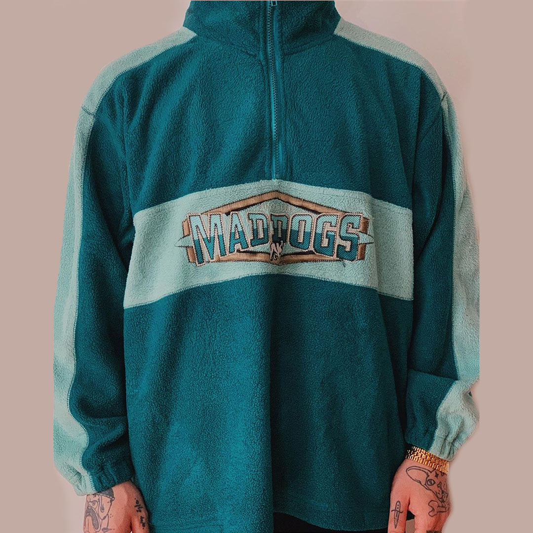 Retro Mad Dogs Color Block Zipper Sweatshirt