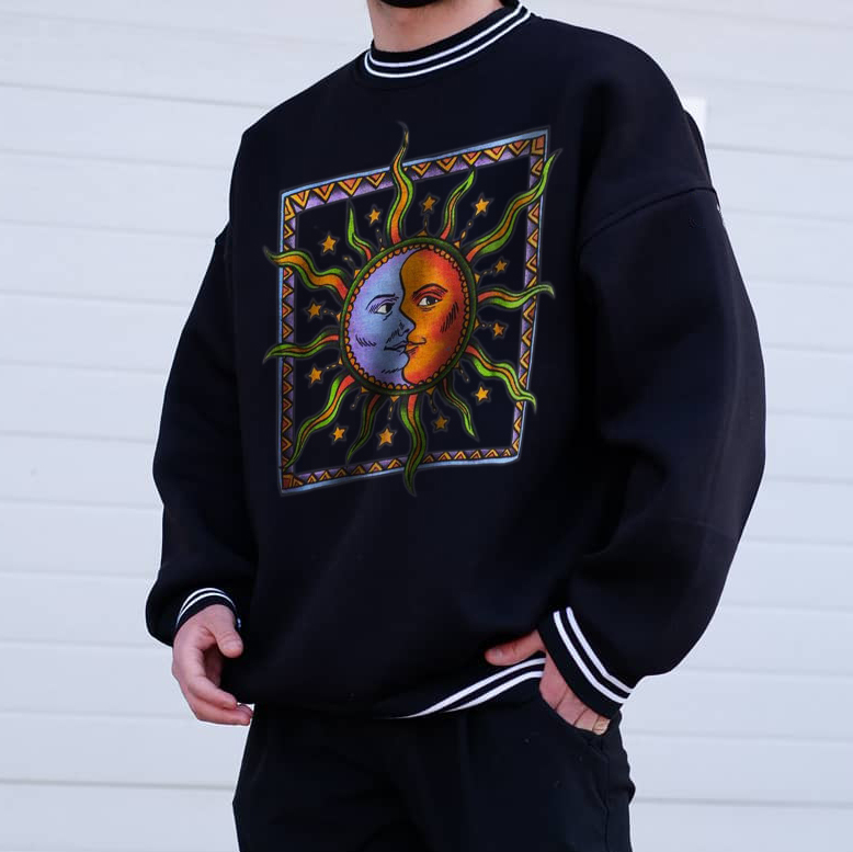 Street Fashion Creative Art Print Crew Neck Sweatshirt