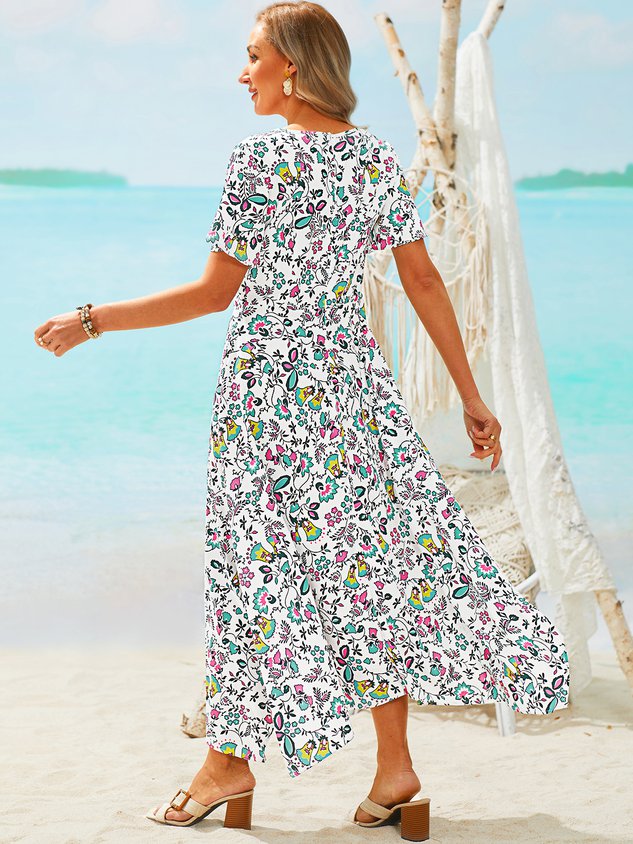 V Neck Outdoor Weaving Dress